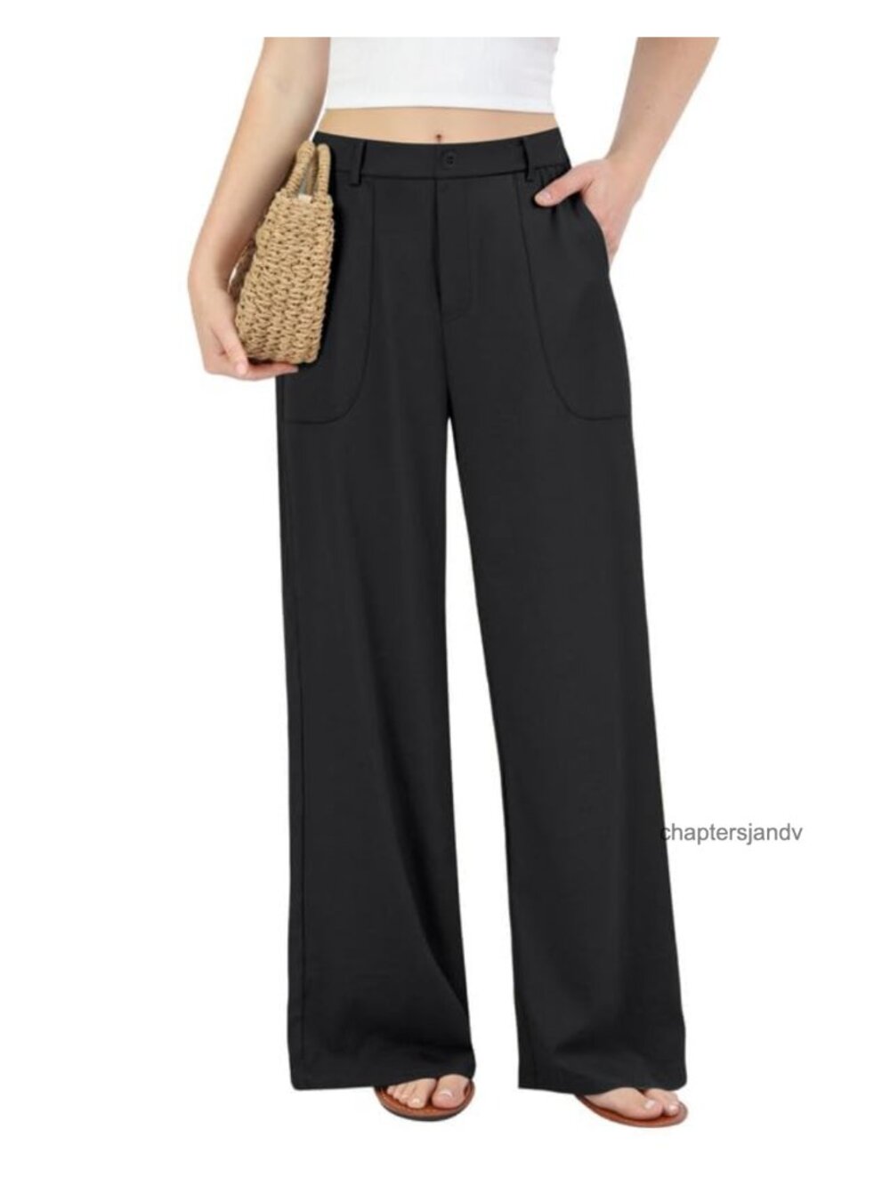 Women's Linen Cotton Wide Leg Pull On Pants Casual Trousers